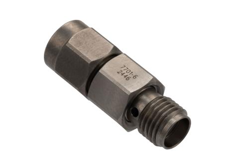 6 dB Fixed Attenuator for Cryogenic Application, SMA Male to SMA Female Passivated Stainless Steel Body Rated to 2 Watt, DC to 18 GHz