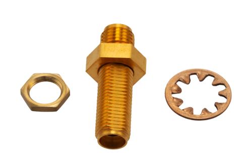 10 dB Fixed Attenuator Bulkhead for Cryogenic Application, 2.92mm Female to 2.92mm Female Copper Gold Plated Body Rated to 1 W, DC to 18 GHz