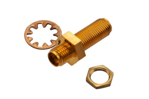 20 dB Fixed Attenuator Bulkhead for Cryogenic Application, 2.92mm Female to 2.92mm Female Copper Gold Plated Body Rated to 1 W, DC to 18 GHz