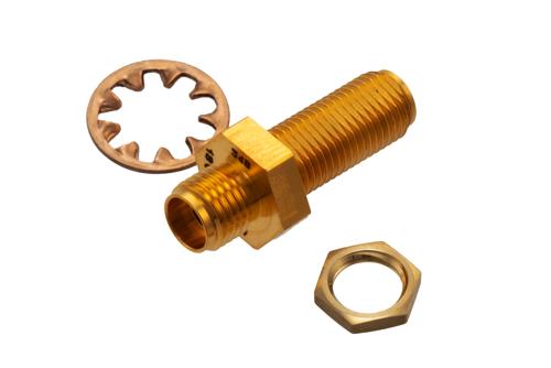 3 dB Fixed Attenuator Bulkhead for Cryogenic Application, 2.92mm Female to 2.92mm Female Copper Gold Plated Body Rated to 1 W, DC to 18 GHz