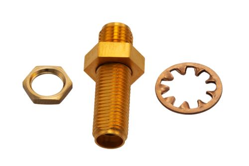 3 dB Fixed Attenuator Bulkhead for Cryogenic Application, 2.92mm Female to 2.92mm Female Copper Gold Plated Body Rated to 1 W, DC to 18 GHz