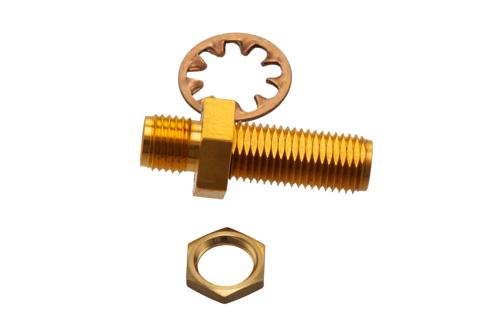 3 dB Fixed Attenuator Bulkhead for Cryogenic Application, 2.92mm Female to 2.92mm Female Copper Gold Plated Body Rated to 1 W, DC to 18 GHz