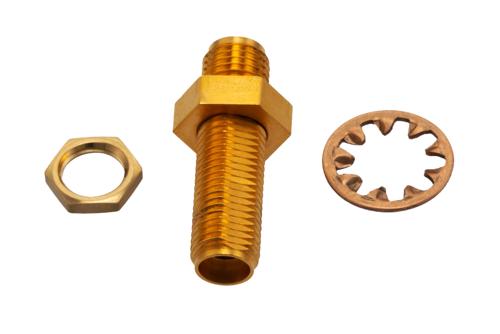 6 dB Fixed Attenuator Bulkhead for Cryogenic Application, 2.92mm Female to 2.92mm Female Copper Gold Plated Body Rated to 1 W, DC to 18 GHz