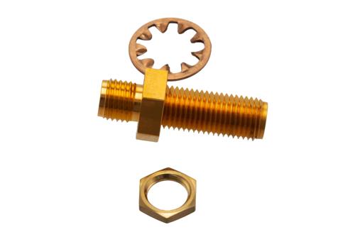 6 dB Fixed Attenuator Bulkhead for Cryogenic Application, 2.92mm Female to 2.92mm Female Copper Gold Plated Body Rated to 1 W, DC to 18 GHz