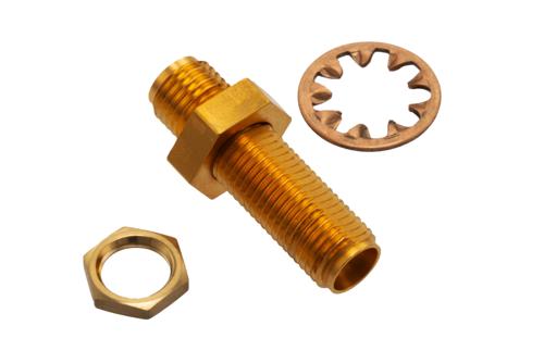 6 dB Fixed Attenuator Bulkhead for Cryogenic Application, 2.92mm Female to 2.92mm Female Copper Gold Plated Body Rated to 1 W, DC to 18 GHz