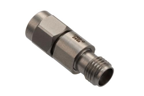 0 dB Fixed Attenuator for Cryogenic Application, 2.92mm Male to 2.92mm Female Passivated Stainless Steel Body Rated to 1 Watt, DC to 40 GHz