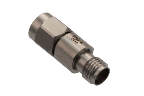 6 dB Fixed Attenuator for Cryogenic Application, 2.92mm Male to 2.92mm Female Passivated Stainless Steel Body Rated to 1 Watt, DC to 40 GHz