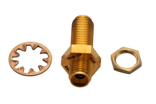 0 dB Fixed Attenuator Bulkhead for Cryogenic Application, 2.92mm Female to 2.92mm Female Copper Gold Plated Body Rated to 1 W, DC to 40 GHz