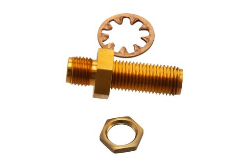 0 dB Fixed Attenuator Bulkhead for Cryogenic Application, 2.92mm Female to 2.92mm Female Copper Gold Plated Body Rated to 1 W, DC to 40 GHz