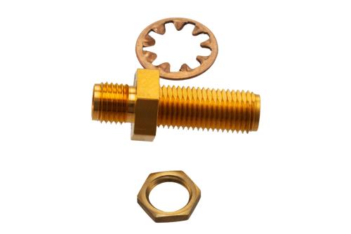 6 dB Fixed Attenuator Bulkhead for Cryogenic Application, 2.92mm Female to 2.92mm Female Copper Gold Plated Body Rated to 1 W, DC to 40 GHz