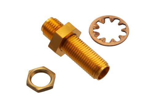 6 dB Fixed Attenuator Bulkhead for Cryogenic Application, 2.92mm Female to 2.92mm Female Copper Gold Plated Body Rated to 1 W, DC to 40 GHz