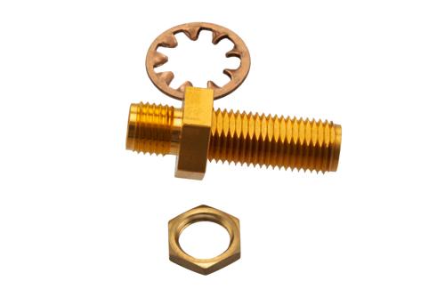 10 dB Fixed Attenuator Bulkhead for Cryogenic Application, 2.92mm Female to 2.92mm Female Copper Gold Plated Body Rated to 1 W, DC to 40 GHz