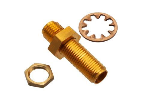10 dB Fixed Attenuator Bulkhead for Cryogenic Application, 2.92mm Female to 2.92mm Female Copper Gold Plated Body Rated to 1 W, DC to 40 GHz