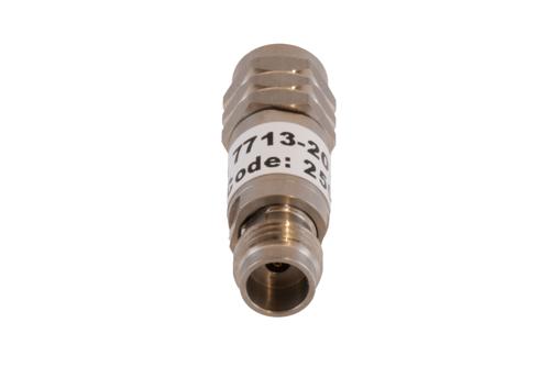 20 dB Fixed Attenuator, 1.85mm Male to 1.85mm Female Passivated Stainless Steel Body Rated to 2 Watt DC to 67 GHz