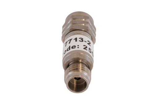 2 dB Fixed Attenuator, 1.85mm Male to 1.85mm Female Passivated Stainless Steel Body Rated to 2 Watt DC to 67 GHz
