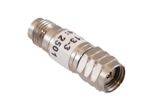3 dB Fixed Attenuator, 1.85mm Male to 1.85mm Female Passivated Stainless Steel Body Rated to 2 Watt DC to 67 GHz