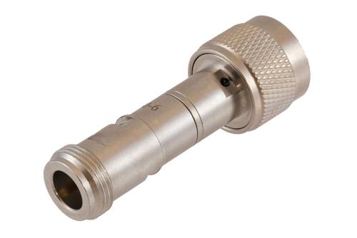 6 dB Fixed Attenuator 75 Ohm N-Type Male to 75 Ohm N-Type Female Brass Tri-Metal body rated 2 Watt DC to 4 GHz