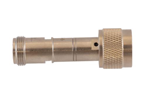 6 dB Fixed Attenuator 75 Ohm N-Type Male to 75 Ohm N-Type Female Brass Tri-Metal body rated 2 Watt DC to 4 GHz