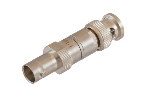 1 dB Fixed Attenuator 75 Ohm BNC Male to 75 Ohm BNC Female Brass Tri-Metal body rated 1 Watt DC to 1 GHz