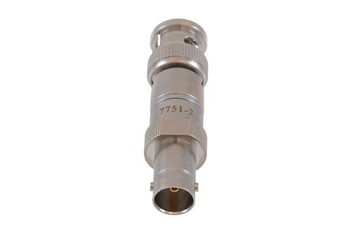 2 dB Fixed Attenuator 75 Ohm BNC Male to 75 Ohm BNC Female Brass Tri-Metal body rated 1 Watt DC to 1 GHz