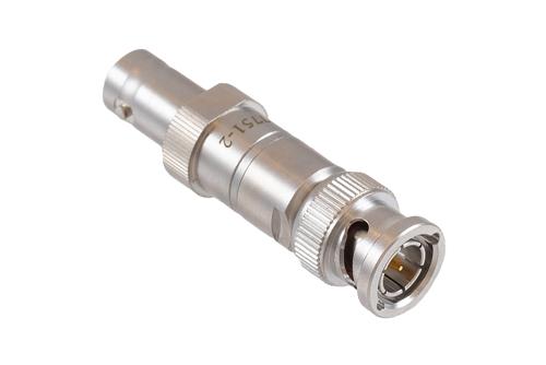 2 dB Fixed Attenuator 75 Ohm BNC Male to 75 Ohm BNC Female Brass Tri-Metal body rated 1 Watt DC to 1 GHz