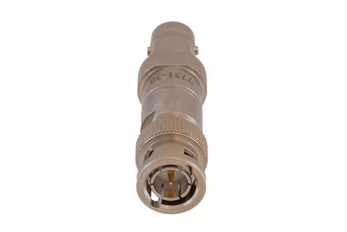 30 dB Fixed Attenuator 75 Ohm BNC Male to 75 Ohm BNC Female Brass Tri-Metal body rated 1 Watt DC to 1 GHz