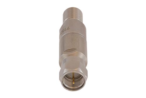 10 dB Fixed Attenuator 75 Ohm F-Type Male to 75 Ohm F-Type Female Brass Tri-Metal body rated 1 Watt DC to 1 GHz