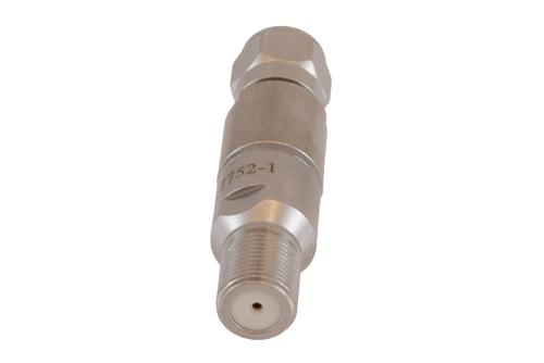 1 dB Fixed Attenuator 75 Ohm F-Type Male to 75 Ohm F-Type Female Brass Tri-Metal body rated 1 Watt DC to 1 GHz