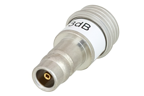 3 dB Fixed Attenuator, QN Male to QN Female Brass Tri-Metal Body Rated to 1 Watt Up to 3 GHz
