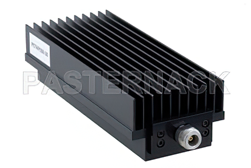 30 dB Fixed Attenuator, N Male to N Female Directional Black Anodized Aluminum Heatsink Body Rated to 250 Watts Up to 8.5 GHz