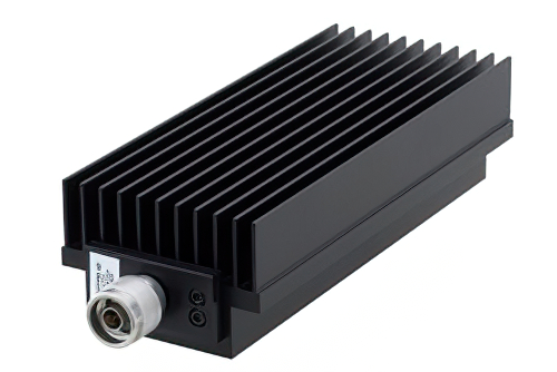 40 dB Fixed Attenuator, N Male to N Female Directional Black Anodized Aluminum Heatsink Body Rated to 250 Watts Up to 8.5 GHz