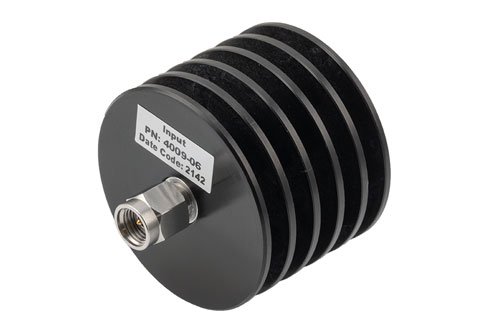 6 dB Fixed Attenuator, 2.92mm Male to 2.92mm Female Black Anodized Aluminum Heatsink Body Rated to 10 Watts Up to 40 GHz