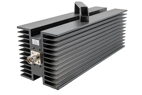 10 dB Fixed Attenuator, N Male to N Female Directional Black Anodized Aluminum Heatsink Body Rated to 500 Watts Up to 3 GHz