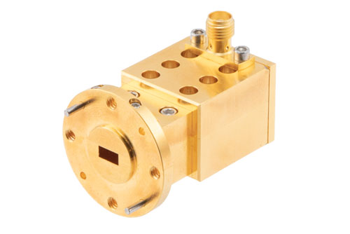 WR-22 Waveguide Power Detector, Q Band, 33 GHz to 50 GHz, Positive Output Voltage Polarity, UG-383/U Flange