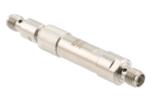 Adjustable Phase Trimmer, DC to 10 GHz, with an Adjustable Phase of 19.16 Deg. Per GHz and SMA Connectors, Stainless Steel Body