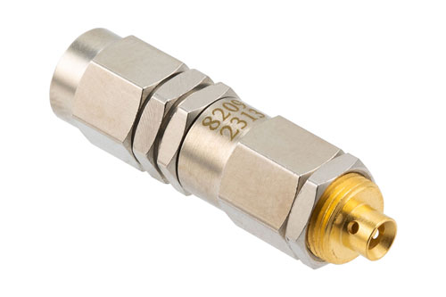 Adjustable Phase Trimmer, DC to 12 GHz, with an Adjustable Phase of 4 Deg. Per GHz and SMA male Connector for RG405, Brass Body