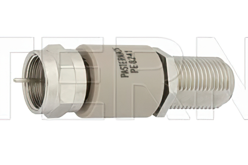 DC Block on Outer Conductor 75 Ohm F Male to F Female Operating From 10 MHz to 2 GHz