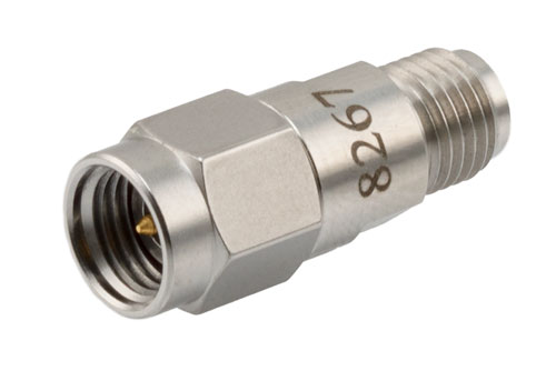 50 ohm 2.92mm plug to 2.92mm jack DC Block inner, 10MHz to 40GHz VSWR1.3, rated 50 Volt in Stainless Steel