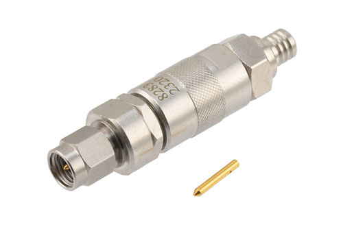 Adjustable Phase Trimmer, DC to 18 GHz, with an Adjustable Phase of 15 Deg. Per GHz and SMA male Connector for RG402, Brass Body