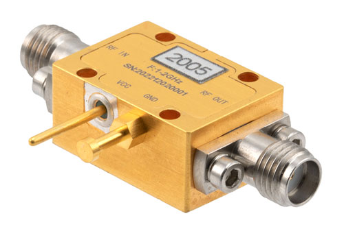 Analog Phase Shifter, 1 GHz to 2 GHz, 360 degree Phase Range, 0V to +12V Control Voltage, Max Pin +27 dBm , SMA