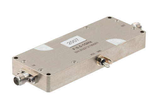 Analog Phase Shifter, 0.5 GHz to 1 GHz, 360 degree Phase Range, 0V to +20V Control Voltage, Max Pin +23 dBm, SMA