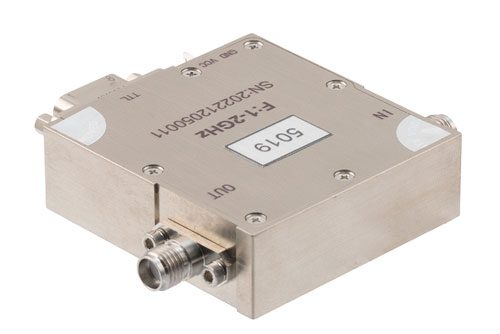 6 Bit TTL Programmable Phase Shifter, 1 GHz to 2 GHz, 360 degree Phase Range, 5.625 degree Control Step Size, +27 dBm Max Pin, SMA