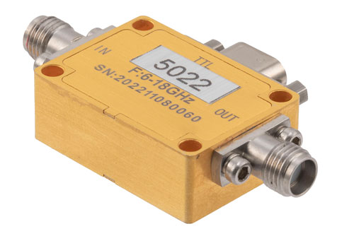6 Bit TTL Programmable Phase Shifter, 6 GHz to 18 GHz, 360 degree Phase Range, 5.625 degree Control Step Size, SMA