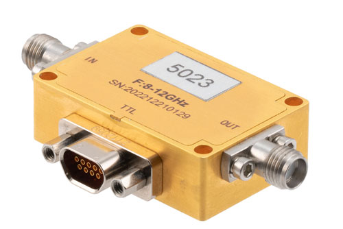 6 Bit TTL Programmable Phase Shifter, 8 GHz to 12 GHz, 360 degree Phase Range, 5.625 degree Control Step Size, +30 dBm Max Pin, SMA