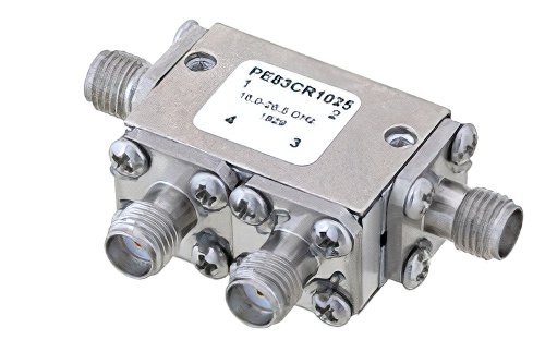 Dual Junction Circulator with 34 dB Isolation from 18 GHz to 26.5 GHz, 5 Watts and SMA Female