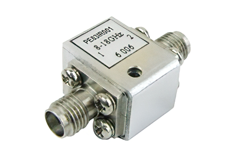 Isolator with 16 dB Isolation from 8 GHz to 18 GHz, 10 Watts and SMA Female