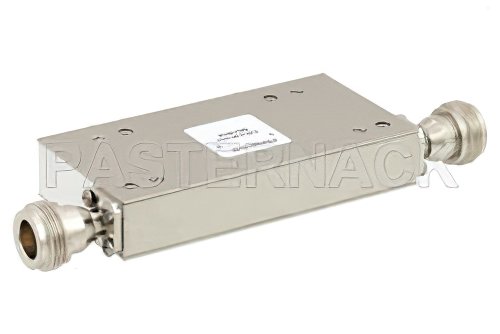 Dual Junction Isolator with 40 dB Isolation from 2 GHz to 4 GHz, 50 Watts and N Female