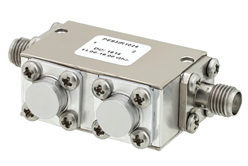 Dual Junction Isolator With 34 dB Isolation From 18 GHz to 26.5 GHz, 5 Watts And SMA Female