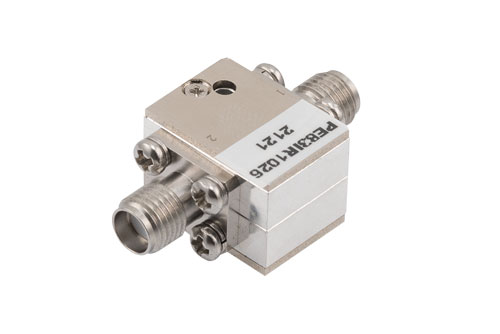 Isolator with 20 dB Isolation from 8 GHz to 12 GHz, 10 Watts and SMA Female