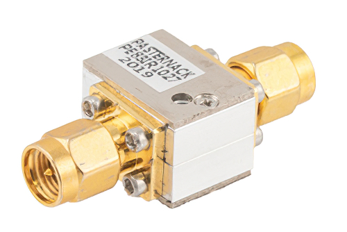Isolator with 20 dB Isolation from 8 GHz to 12 GHz, 10 Watts and SMA Male